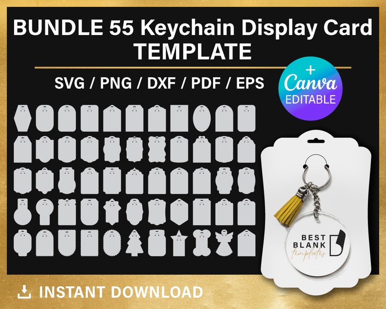 Keycard Printable Keychain Display Card Svg, Keyring Display Card Svg, Keychain Packaging ...