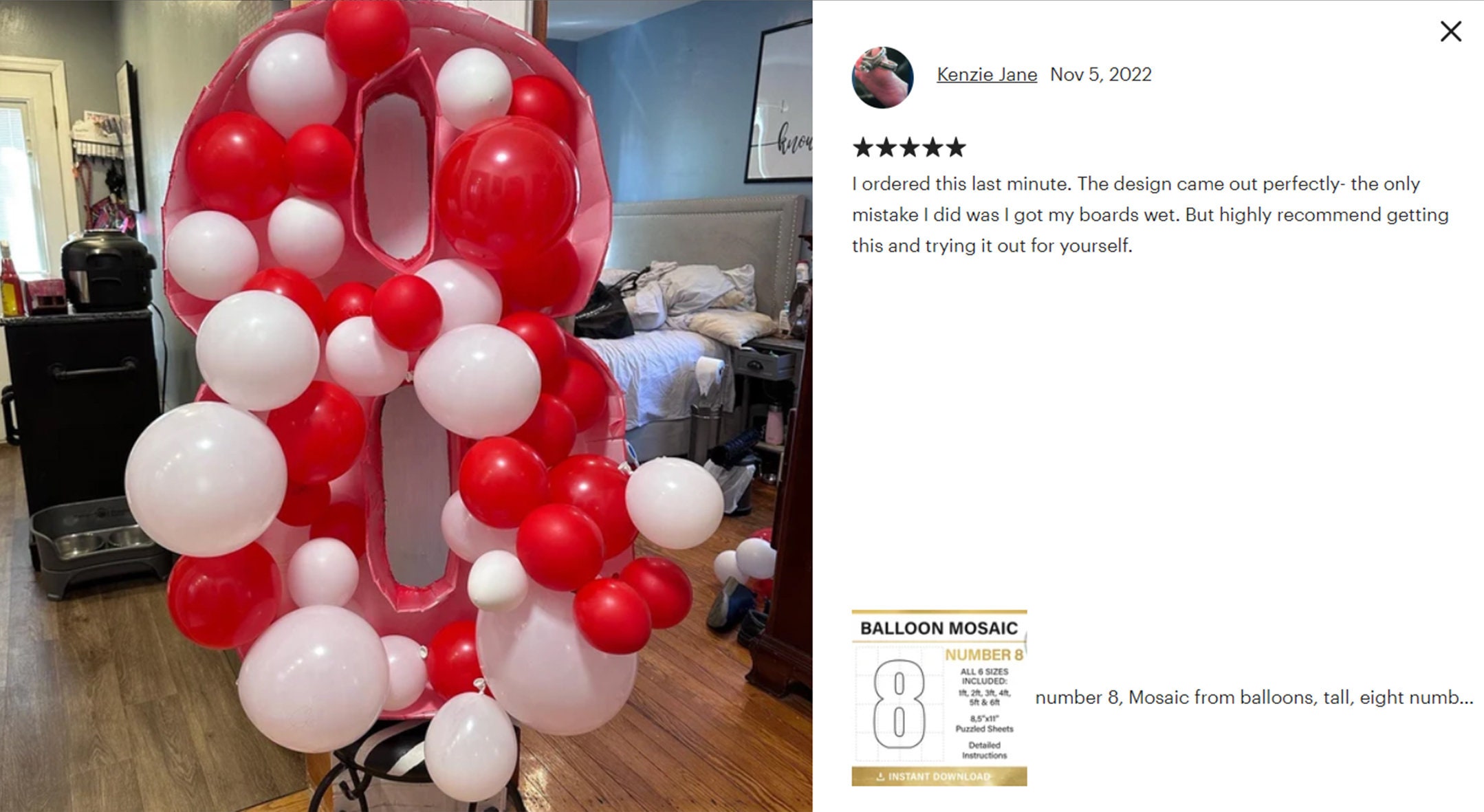 Number 8, Mosaic From Balloons, Tall, Eight Number Template