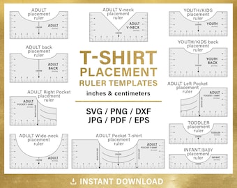 BIG BUNDLE, Tshirt Ruler svg, t-shirt alignment tool svg, centering tool template, Inches & Centimeters