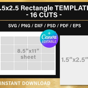 1,5x2,5 Zoll Rechteck BLANK Vorlage, Aufkleber Vorlage, Mehrzwecketiketten, DIY, Planer, Canva, Cricut, svg, png, psd, sofort Download