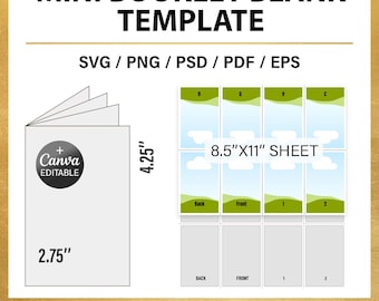 Mini Booklet Blank Template - DIY - Canva - Editable (Instant Download)