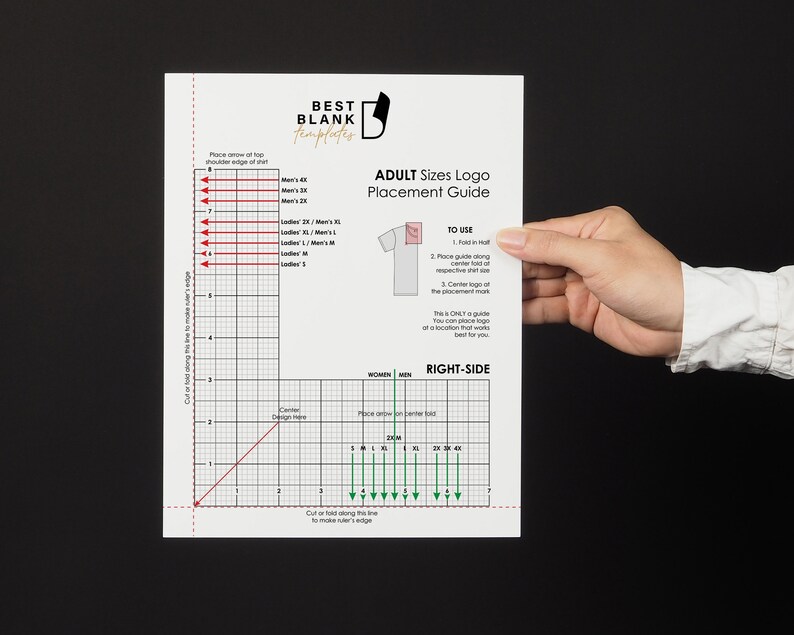 Embroidery Placement Ruler Adult Size Left Side and Right Etsy Australia
