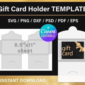Geschenkkarten-Umschlagvorlage, Geschenkkartenhalter-Vorlage, DIY, Geschenkkartenhalter SVG, BLANK-Vorlage, png, Cricut, Canva, direkter Download