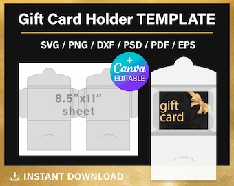 Gift card envelope template, gift card holder template, DIY, gift card holder SVG, BLANK template, png, Cricut, Canva, instant download