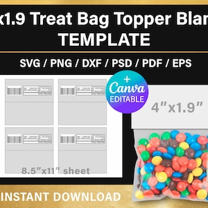 Treat Bag Topper, BUNDLE, Blank Label Template, DIY, Wrapper Template ...