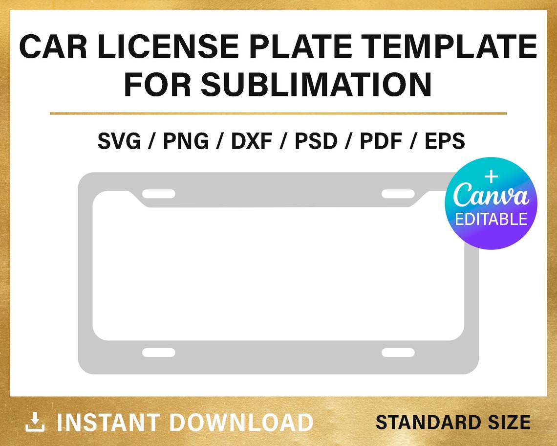 Car License Plate Frame Template BLANK Template for Etsy Car License Plate Frame Template BLANK Template for Etsy