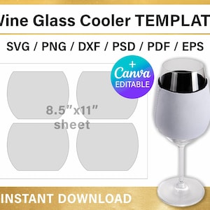 Wine glass cooler BLANK template, wine glass cooler, sublimation, DIY, Canva, Cricut, Photoshop, png, svg, psd, instant download