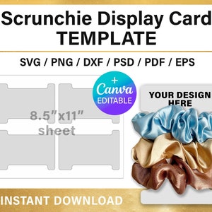 Scrunchie Display Card Vorlage, 3.25 "x5" , BLANK Vorlage, DIY, svg, png, psd, Canva, Cricut, Silhouette, printable, sofort-Download
