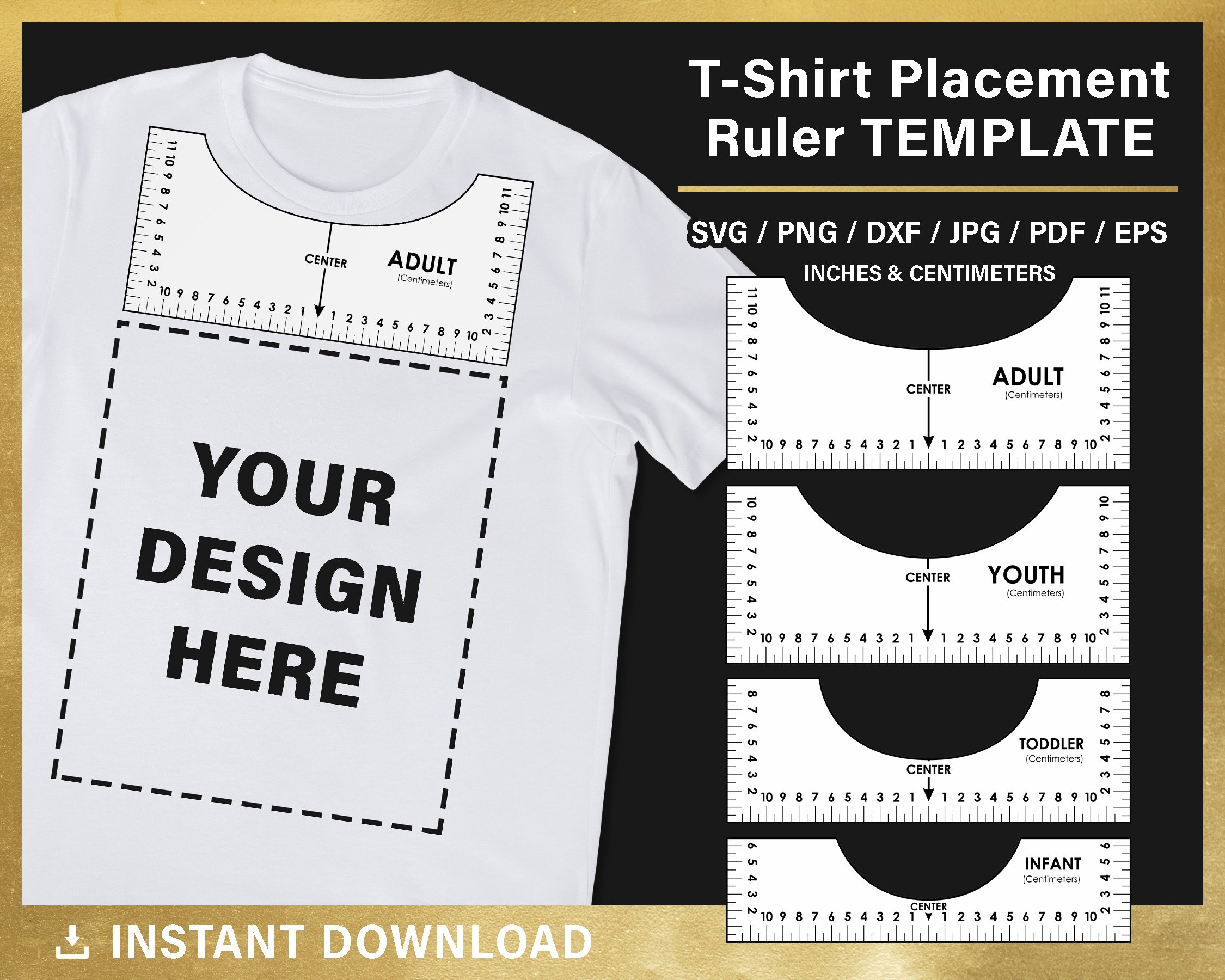 Kit Righelli Di Allineamento Per T-Shirt 8 Pezzi In PVC + Metro Da Sarta - Strumento Fai Da Te Per Centrare Stampe E Disegni - 4