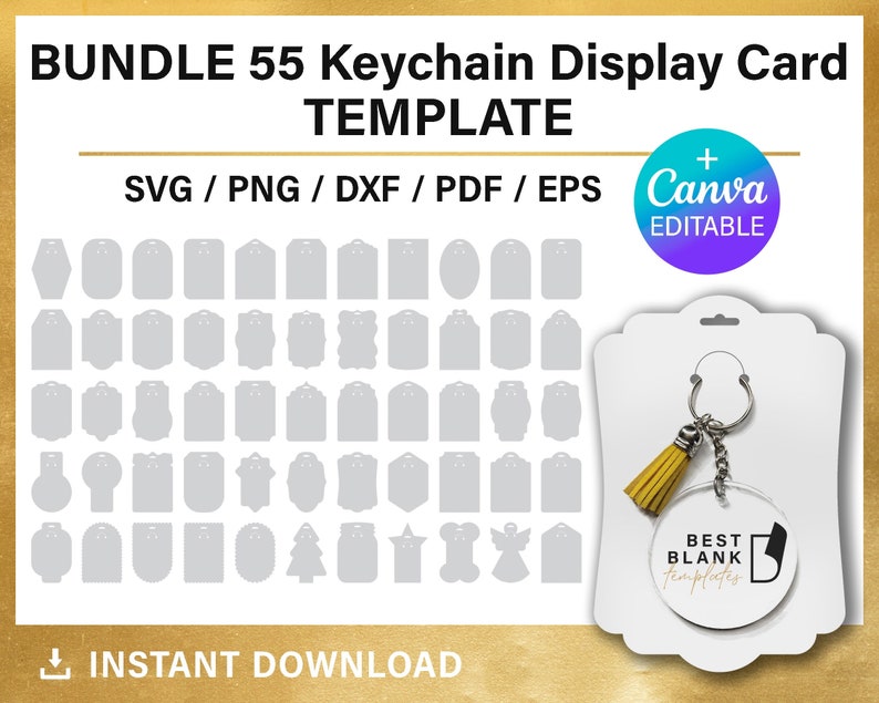 Keycard Printable Keychain Display Card Svg, Keyring Display Card Svg, Keychain Packaging ...