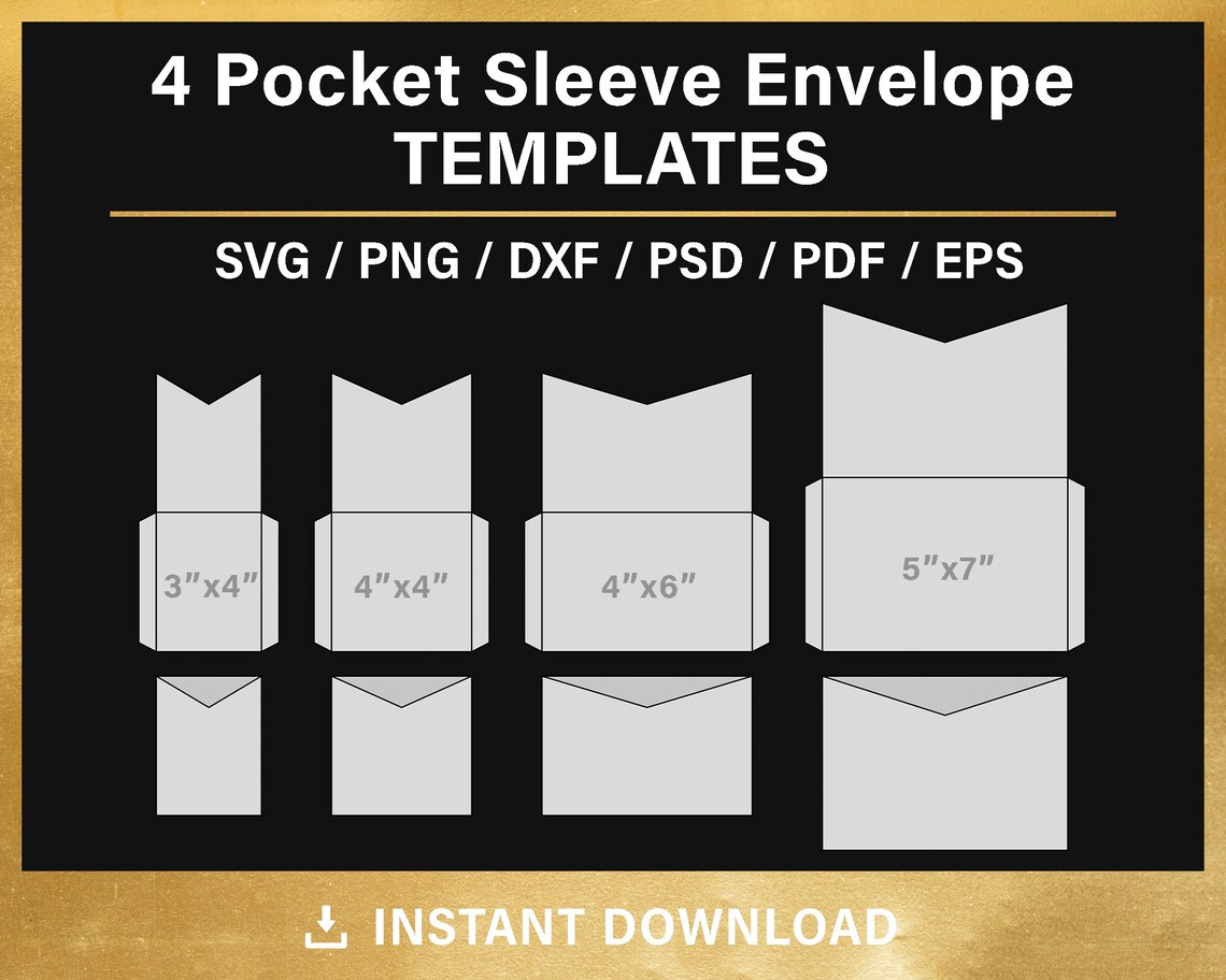 Pocket Sleeve Envelope Templates BUNDLE Blank Envelope SVG - Etsy