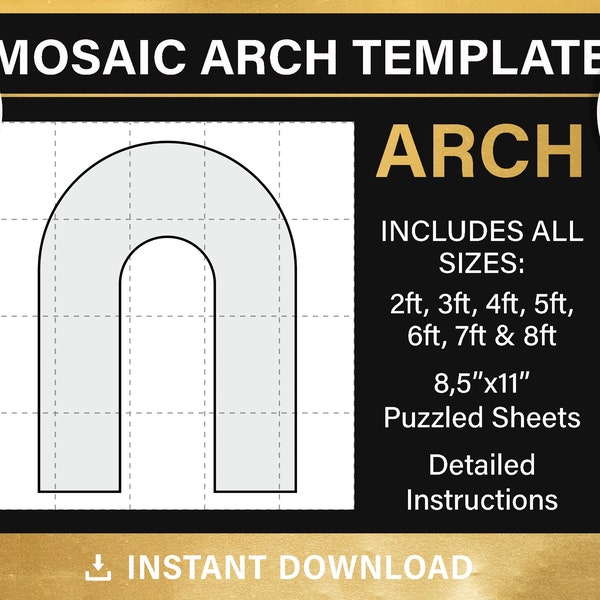 Arch Backdrop Template, Chiara, Arch Prop Mosaic Template, Archway Marquee, DIY, 2ft, 3ft, 4ft, 5ft, 6ft, 7ft, 8ft, PDF, instant download