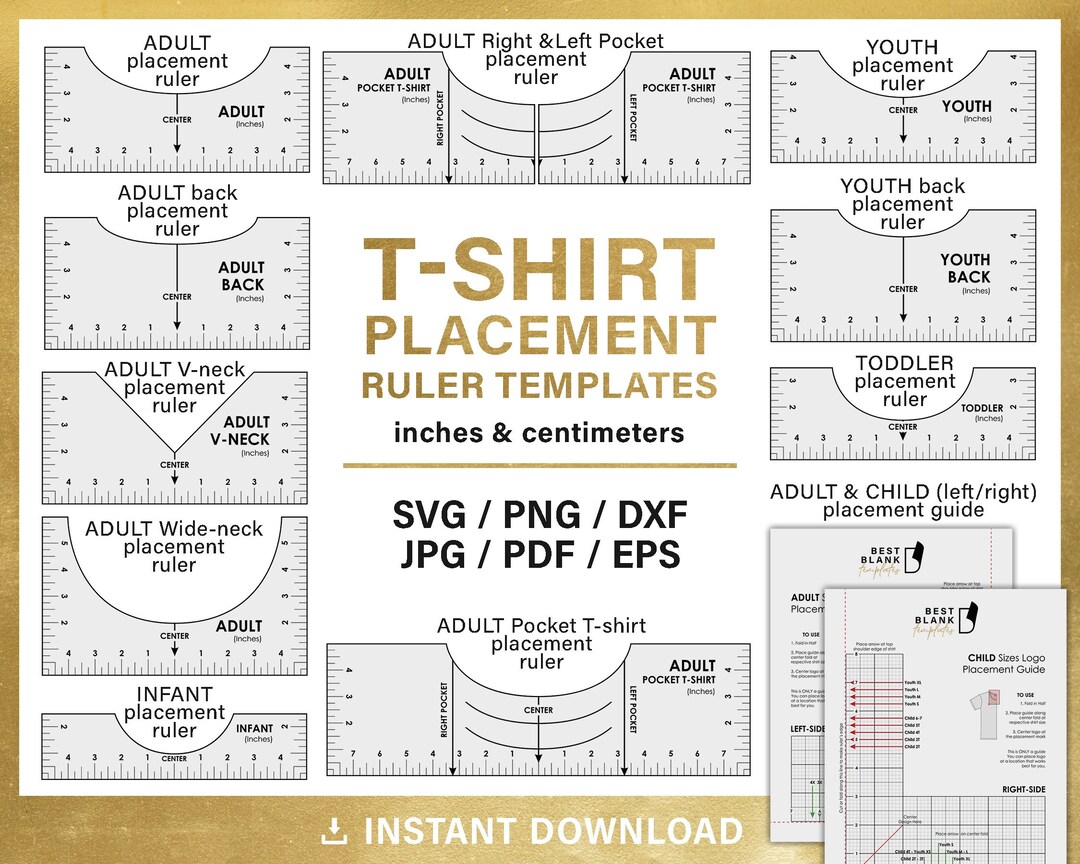 BIG BUNDLE Tshirt Ruler Svg Embroidery Logo Placement Etsy