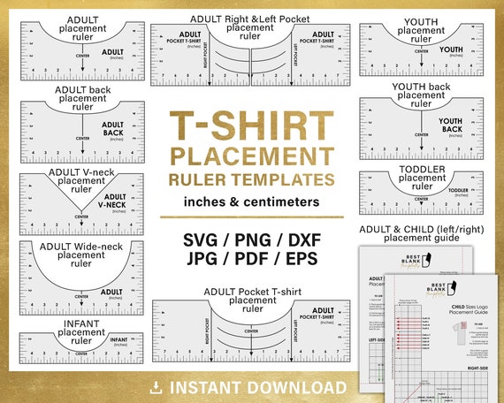 BIG BUNDLE Tshirt Ruler Svg Embroidery Logo Placement - Etsy
