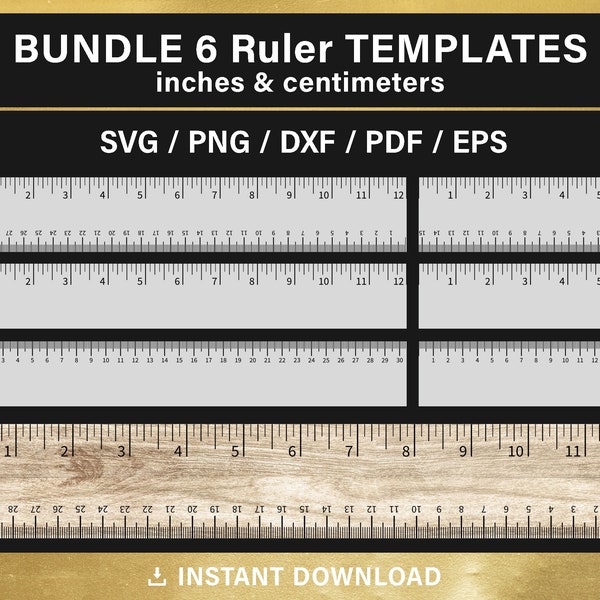 Lineal SVG, Zoll und Zentimeter, BUNDLE, horizontale Linealmarkierungen, Dateien vorbereitet für Cricut, Glowforge, SVG-Datei, Laserschneiden