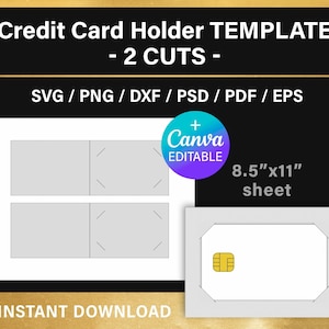 credit card holder template, BLANK template, credit card svg, png, psd, Canva, Cricut, instant download