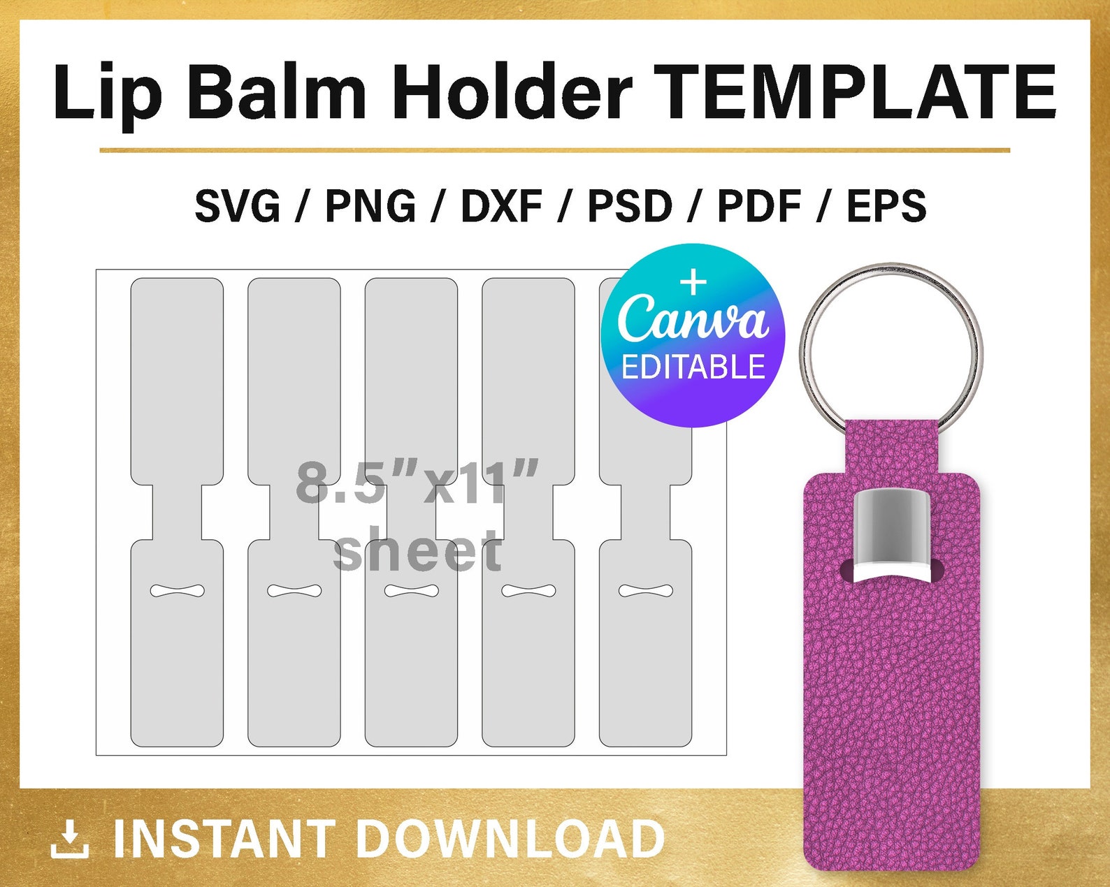 Chapstick Holder BLANK Template, Canva, Cricut, Svg, Png, Psd, Instant