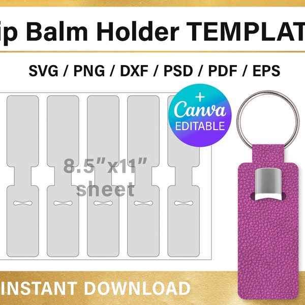 Chapstick holder BLANK template, Canva, Cricut, svg, png, psd, instant download