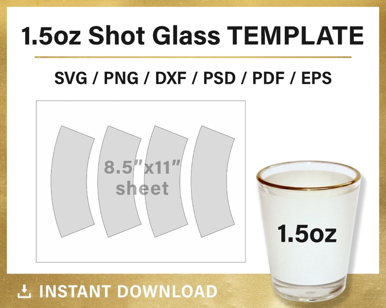 1.5oz Shot Glass BLANK Template for Sublimation Wrapper Etsy