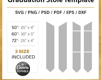 3 sizes, Graduation stole template, BUNDLE, for sublimation, BLANK template, grad stole template, svg, psd, png, Canva, instant download