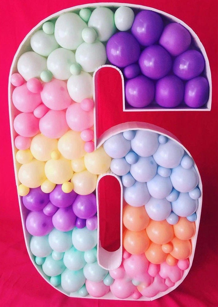 Number 6 Mosaic From Balloons Tall Six Number Template | Etsy