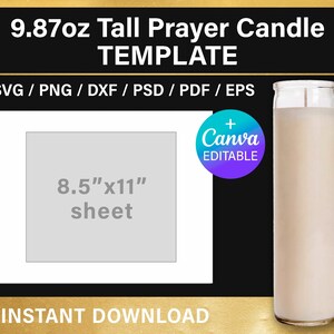 Tall Prayer Candle Template, DIY, Canva, Saint Candle, BLANK Template