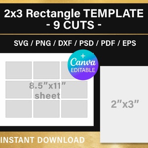 2x3 inches rectangle, BLANK template, sticker template, multipurpose labels, DIY, planner, Canva, Cricut, png, svg, psd, instant download