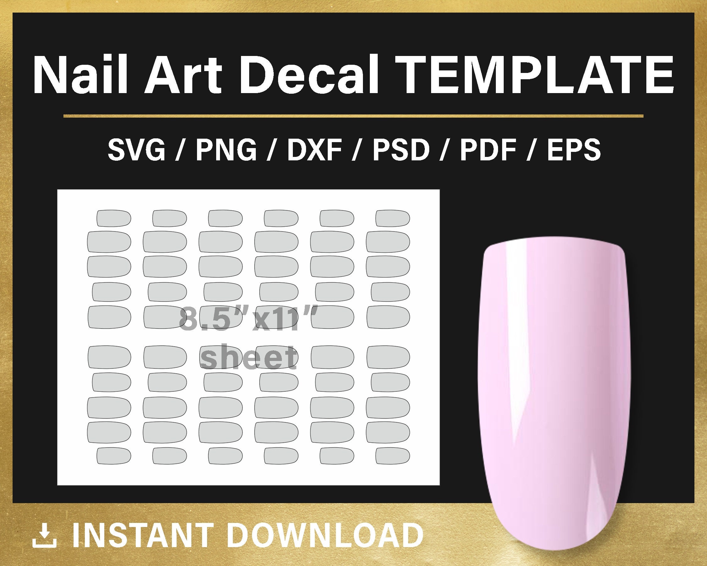 Nail Art Decal Template BLANK Template Custom Wrap Nail - Etsy