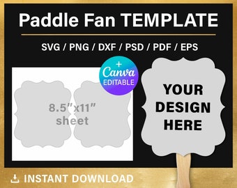 paddle fan template, blank template, editable, wedding paddle fan, Canva, Cricut, SVG, PNG, PSD, instant download