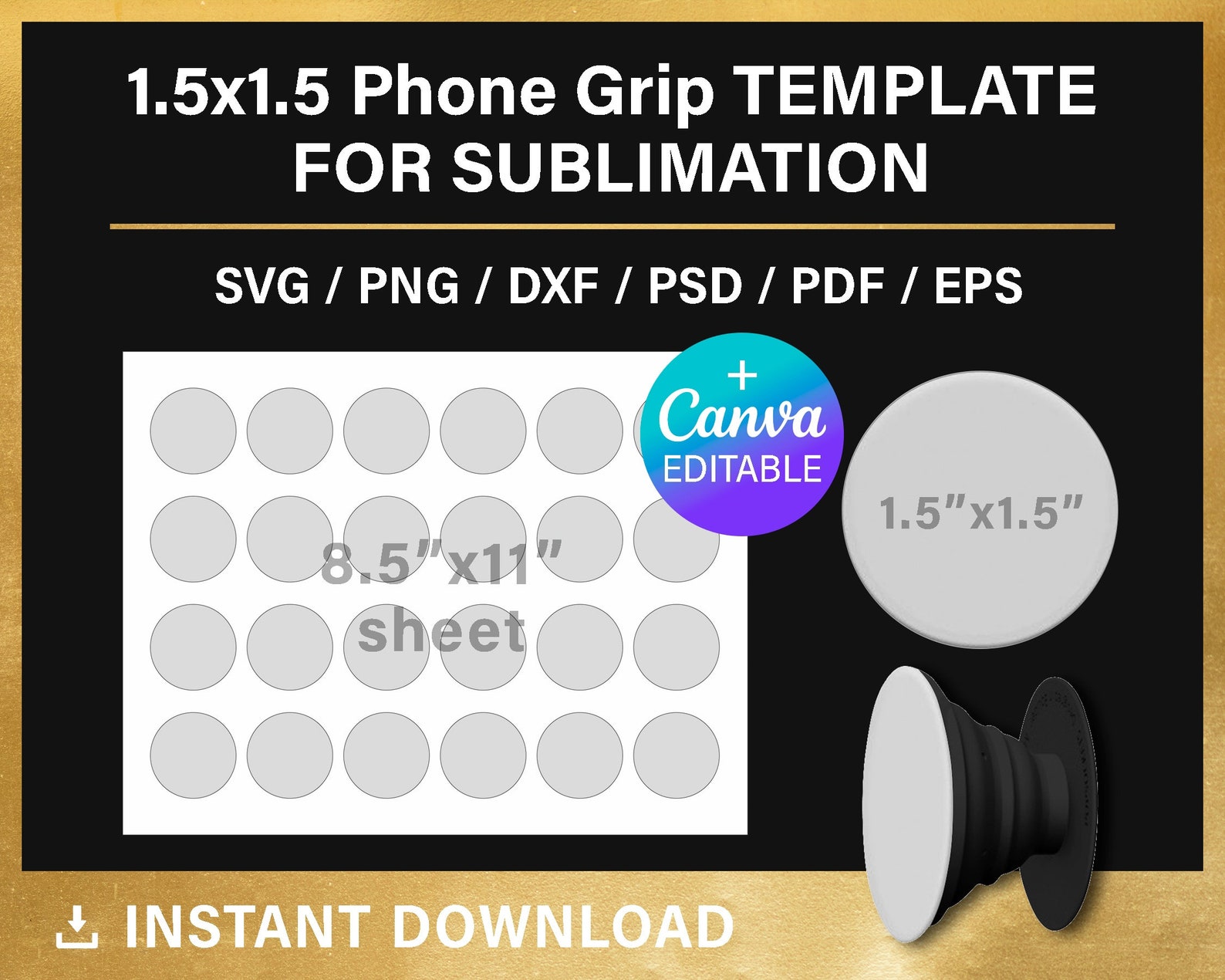 Phone Grip Template BLANK Template for Sublimation Canva - Etsy