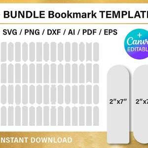 DIY Bookmark blank template svg BUNDLE, Canva, Cricut, svg, png, printable, instant download
