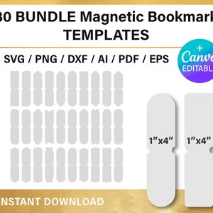 DIY Magnetic Bookmark Blank Template Bundle, Canva, Cricut, svg, png, printable, instant download