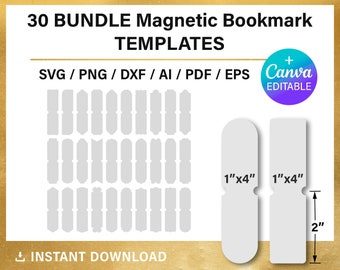DIY Magnetic Bookmark Blank Template Bundle, Canva, Cricut, svg, png, printable, instant download