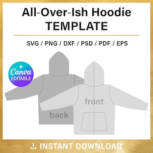 All Over Sweatshirt | Hoodie Blank Template for Sublimation, svg, png, instant download