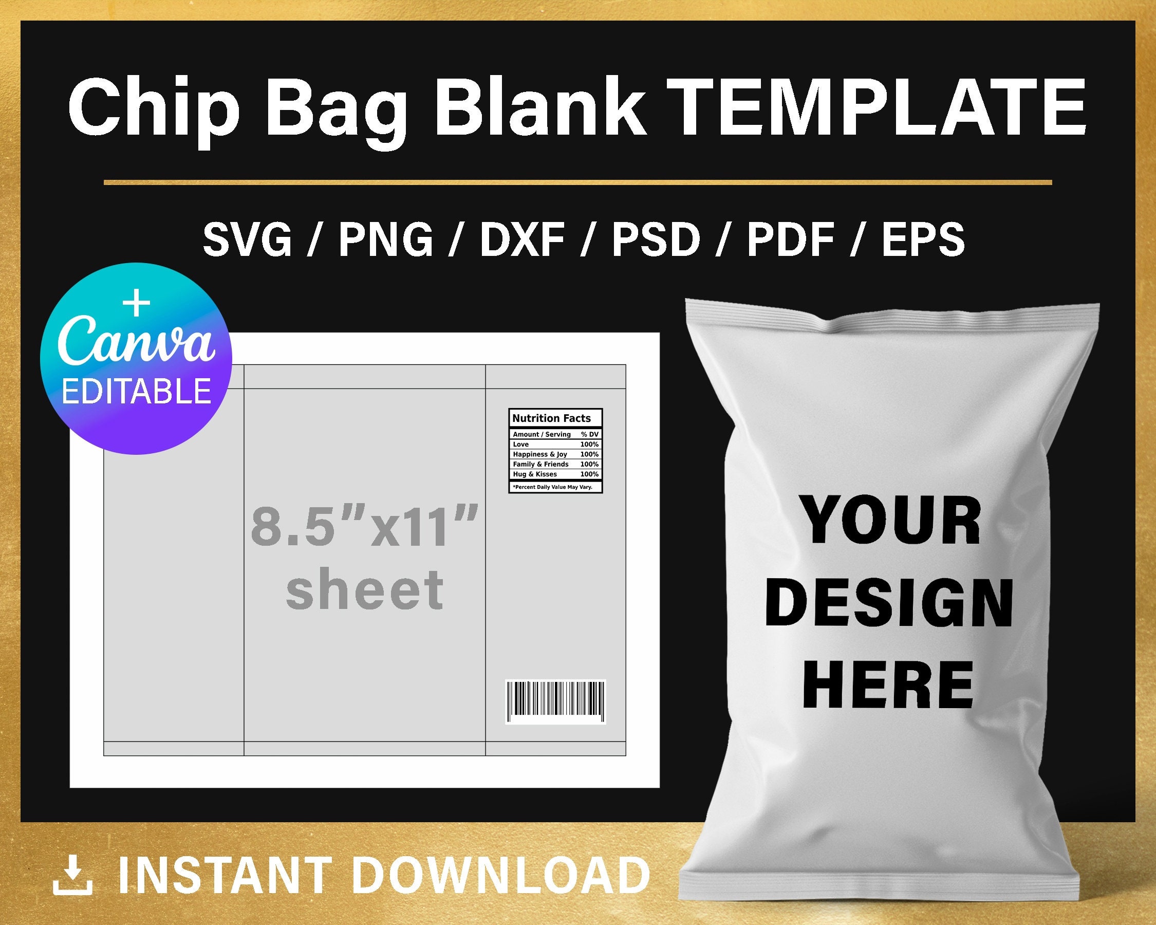 Chip Bag Instant Digital Template & Mockup · CANVA BUNDLE