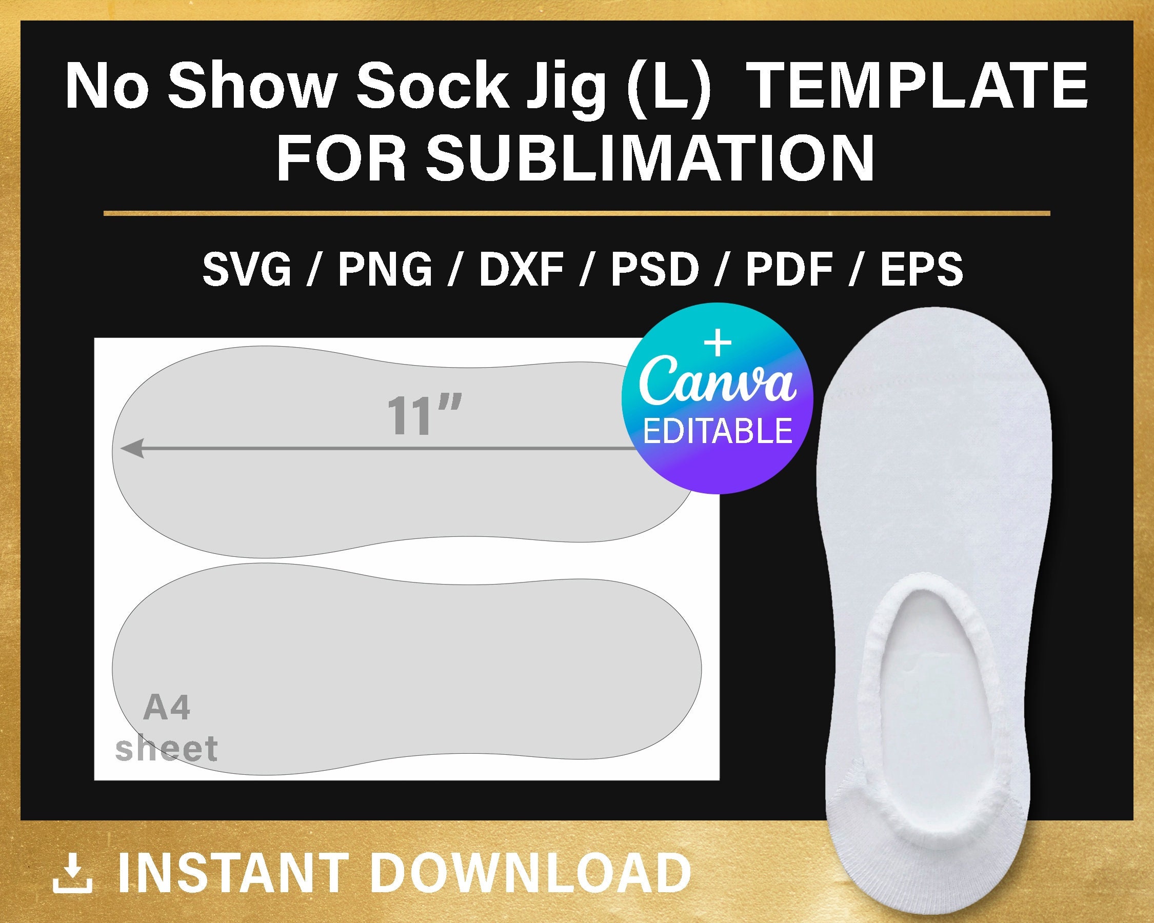 No Show Sock Jig Template 11 Inches for Sublimation L Size Etsy