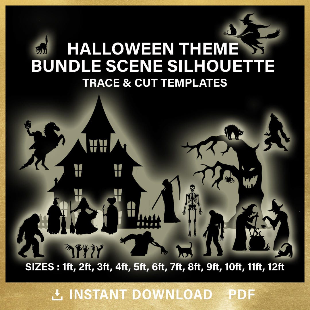 Halloween, Outdoor Silhouette Template, BUNDLE, Spooky Scene Lawn Decor