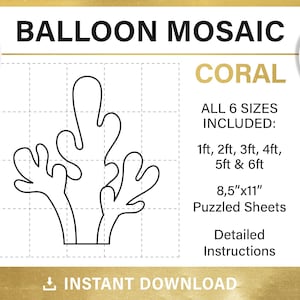 Coral mosaic from balloons, DIY, nautical party, sea theme decor, mermaid birthday, mosaic frame template, under the sea, pdf, download