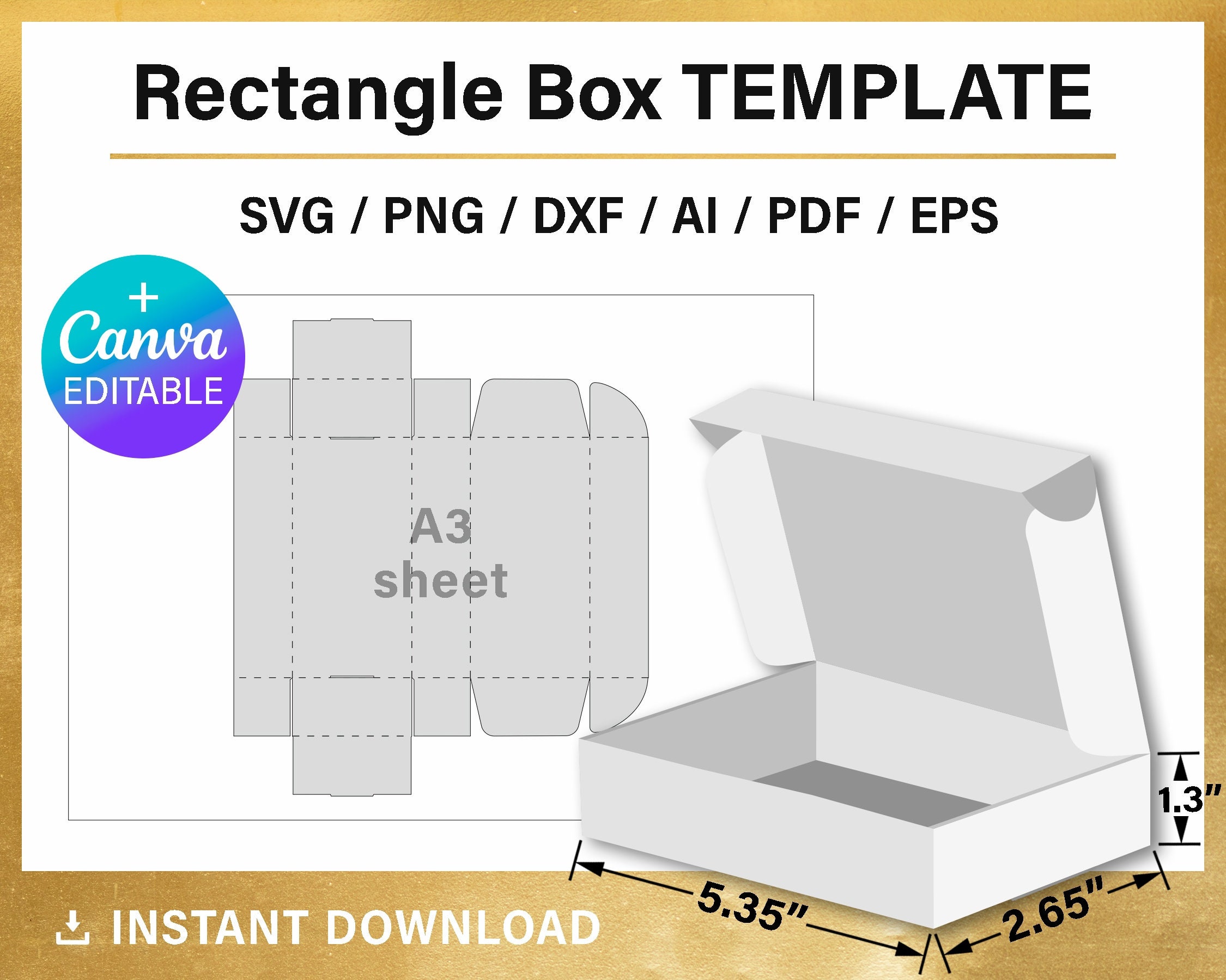 Rectangle Box Template, DIY, Shipping Box, BLANK Template, Classic Box ...