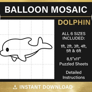 Dolphin mosaic from balloons, nautical party, sea theme decor, DIY, baby shower | birthday decor, under the sea, pdf, instant download
