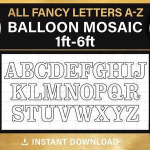 all fancy letters mosaic frame from balloons, 1ft, 2ft, 3ft, 4ft, 5ft, 6ft, all sizes, bundle, set, PDF, instant download