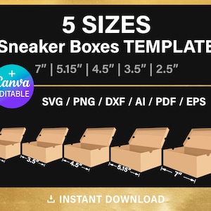 BUNDLE, Shoe Box Blank Template, DIY, sneaker box template, party favors box, png, Canva, svg, Cricut, printable, instant download