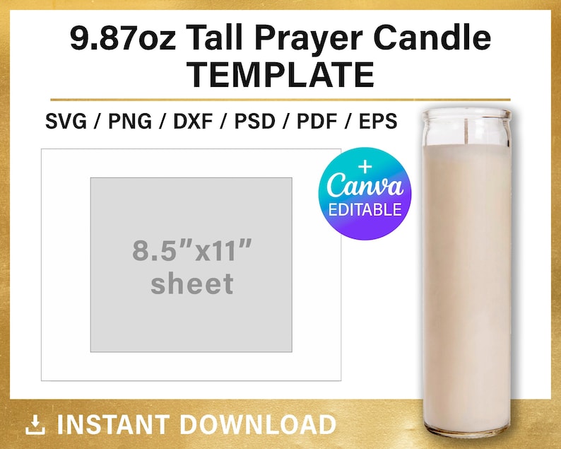 Tall Prayer Candle Template DIY Canva Saint Candle BLANK - Etsy