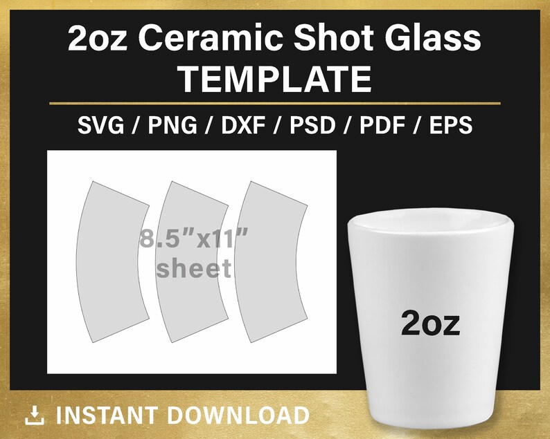 2oz Ceramic Shot Glass BLANK Template for Sublimation Etsy