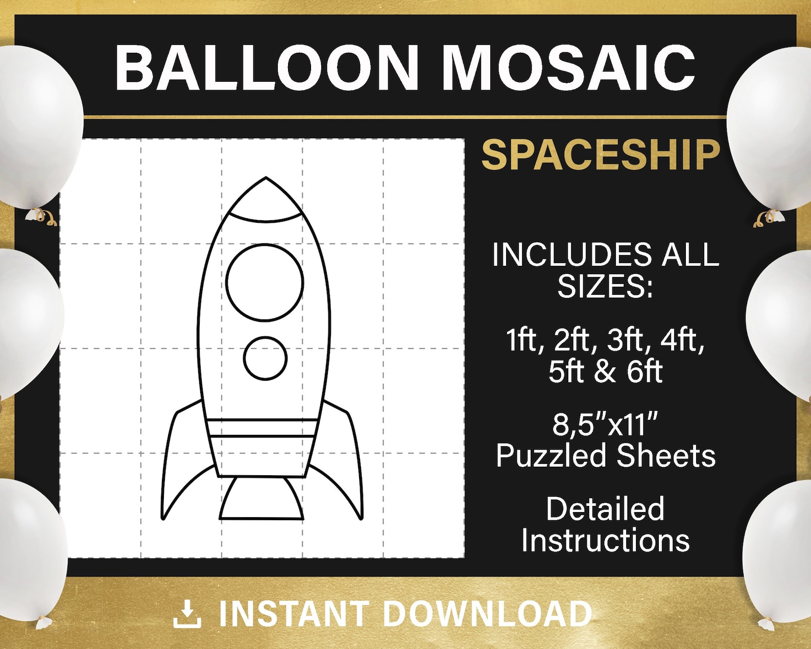 Rocket Mosaic From Balloons, DIY, Space Theme Birthday, Balloon Decor ...
