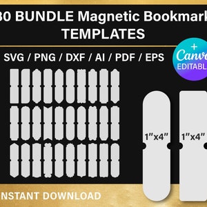 30 BUNDLE, Magnet Lesezeichen Vorlage, Lesezeichen Clipart, DIY, Canva, Cricut, svg, png, psd, printable, sofort-Download