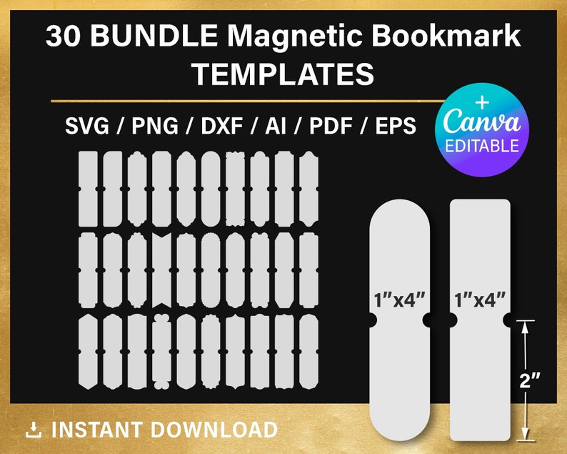Bookmark Size Inches DIY Magnetic Bookmark Blank Template Bundle, Canva, Cricut, Svg, Png ...