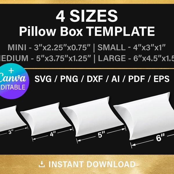 BUNDLE, Pillow Box Blank Template, DIY, gift box template, wedding | party favors box, png, Canva, svg, Cricut, printable, instant download