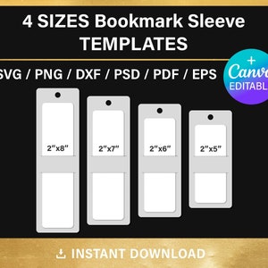 Plantilla en blanco de manga de marcador, PAQUETE, plantilla de tarjeta de visualización de marcador, Titular de marcador, Canva, Cricut, svg, png, psd, DIY, descarga instantánea