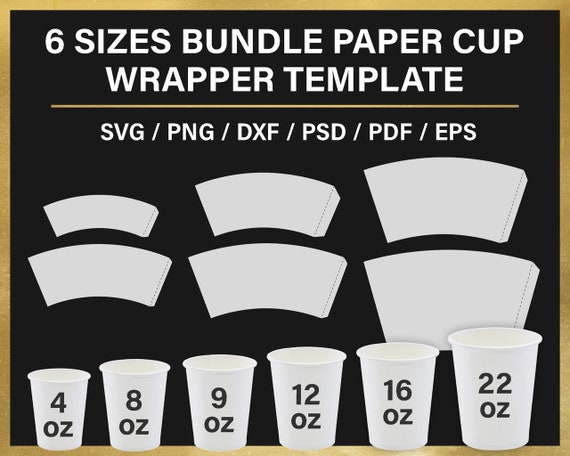8oz Paper Cup BLANK Template, Full Wrap, Styrofoam Coffee Cup Template,  Cricut, Slhouette, Canva, Instant Download 